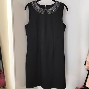 Ellen Tracy shift dress with beaded collar